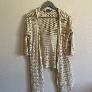 Chic Cream Open-Knit Women's Cardigan